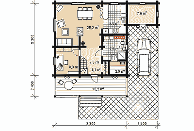 The project of  house D145.  Ground floor plan.