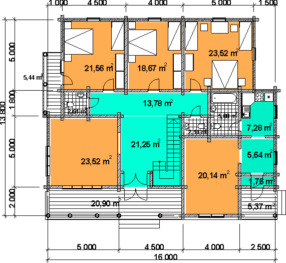 The  hotel project  D360.  Ground floor plan.