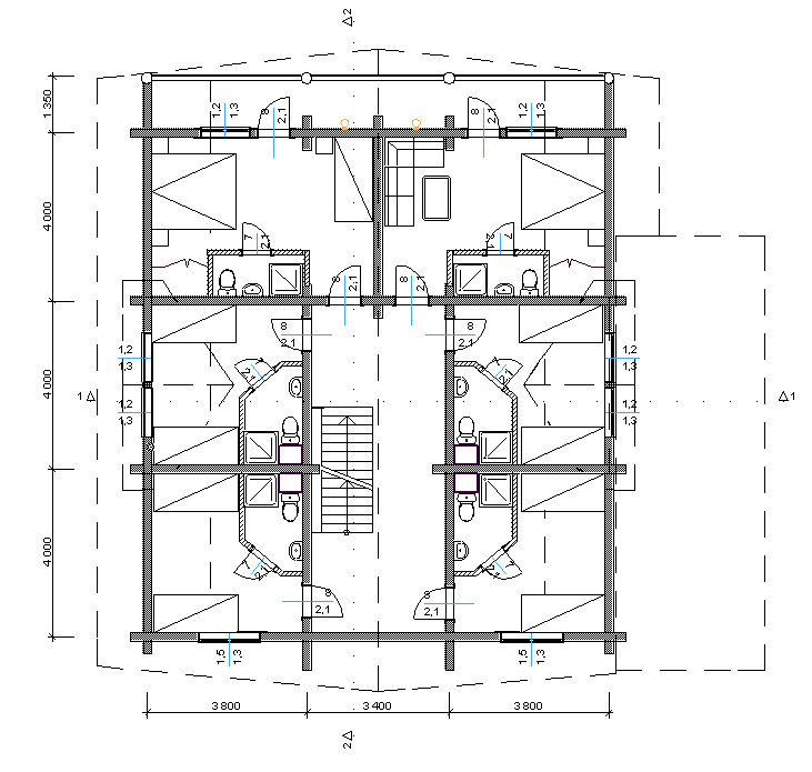 The  hotel project  D400.  First  floor plan.